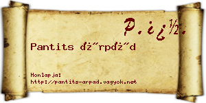 Pantits Árpád névjegykártya